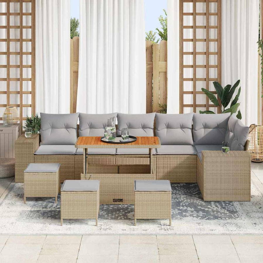 Tuin Sofa Set 10 pcs Beige poly rattan