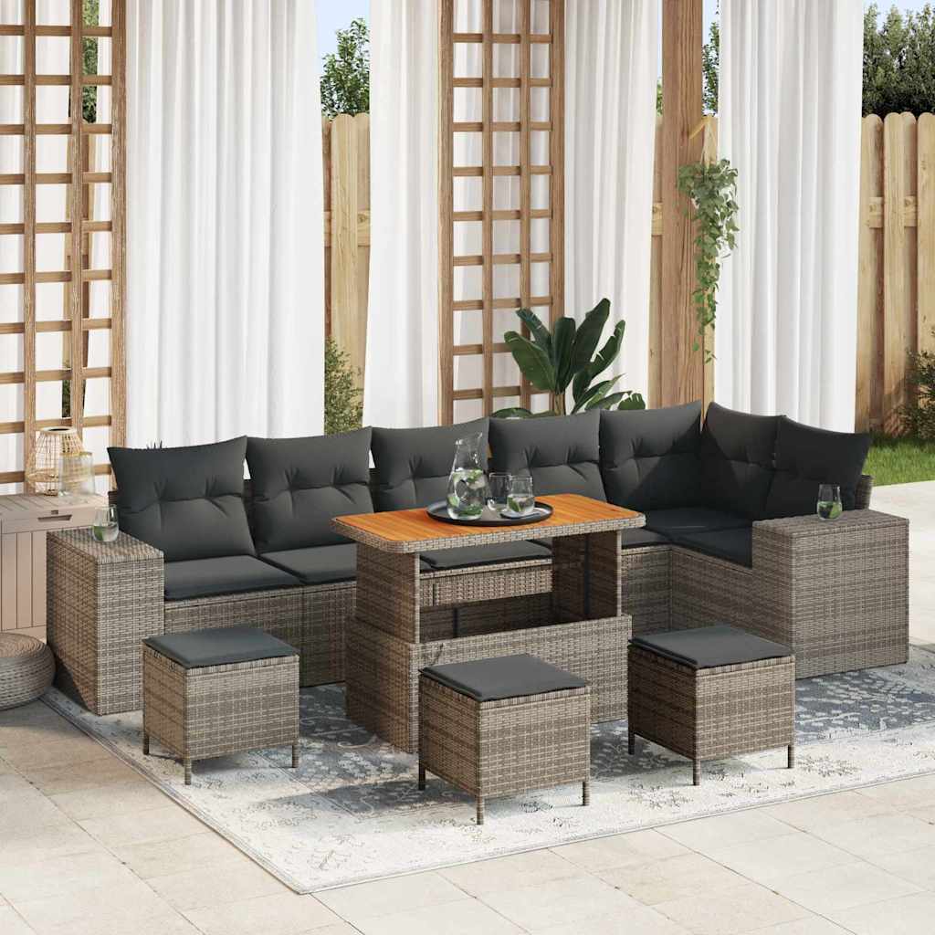 Tuin Sofa Set 10 pcs Grijs poly rattan