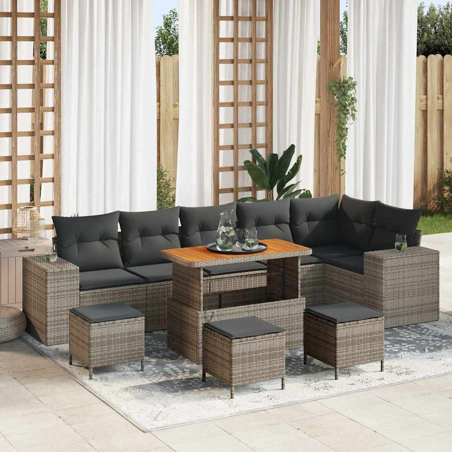 Tuin Sofa Set 10 pcs Grijs poly rattan