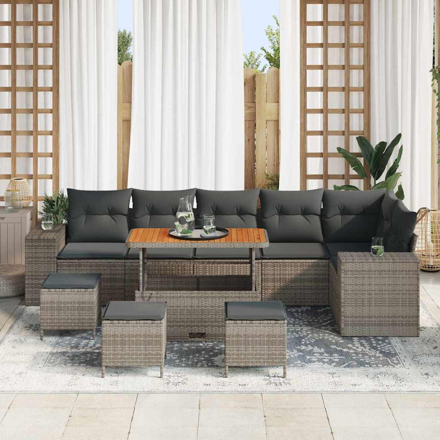 Tuin Sofa Set 10 pcs Grijs poly rattan