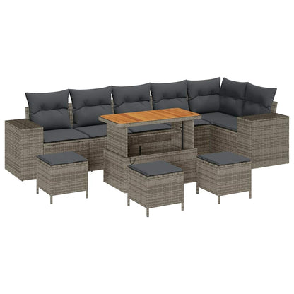 Tuin Sofa Set 10 pcs Grijs poly rattan
