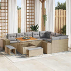 Tuin lounge set poly rattan beige 11 zitplaatsen