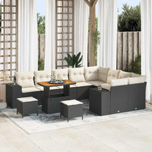 Tuin Sofa Set met kussen 12 pcs Zwart poly rattan