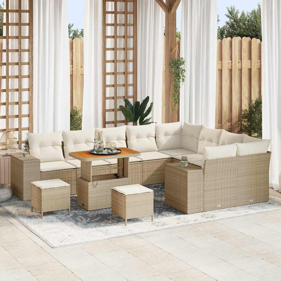 Tuin Sofa Set met kussen 12 pcs Beige poly rattan