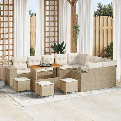 Tuin Sofa Set met kussen 13 pcs Beige poly rattan