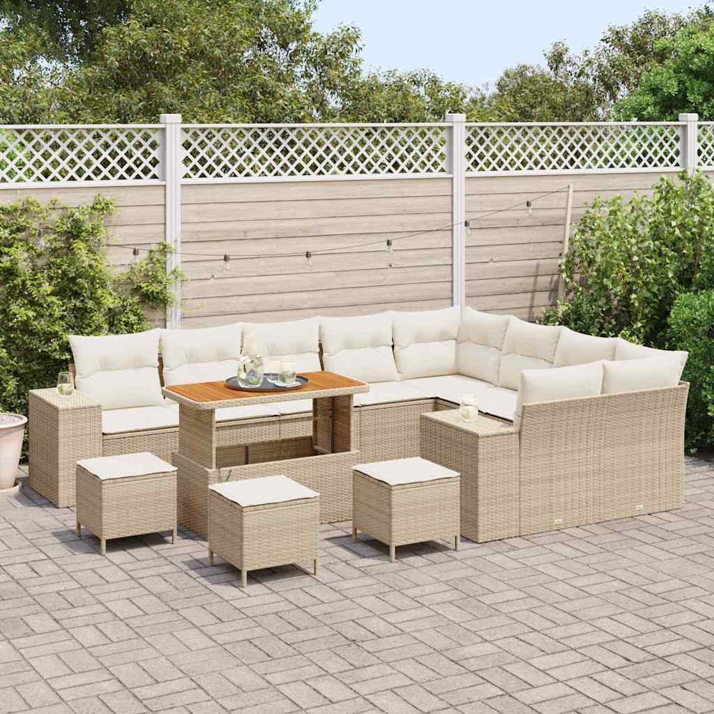 Tuin Sofa Set met kussen 13 pcs Beige poly rattan