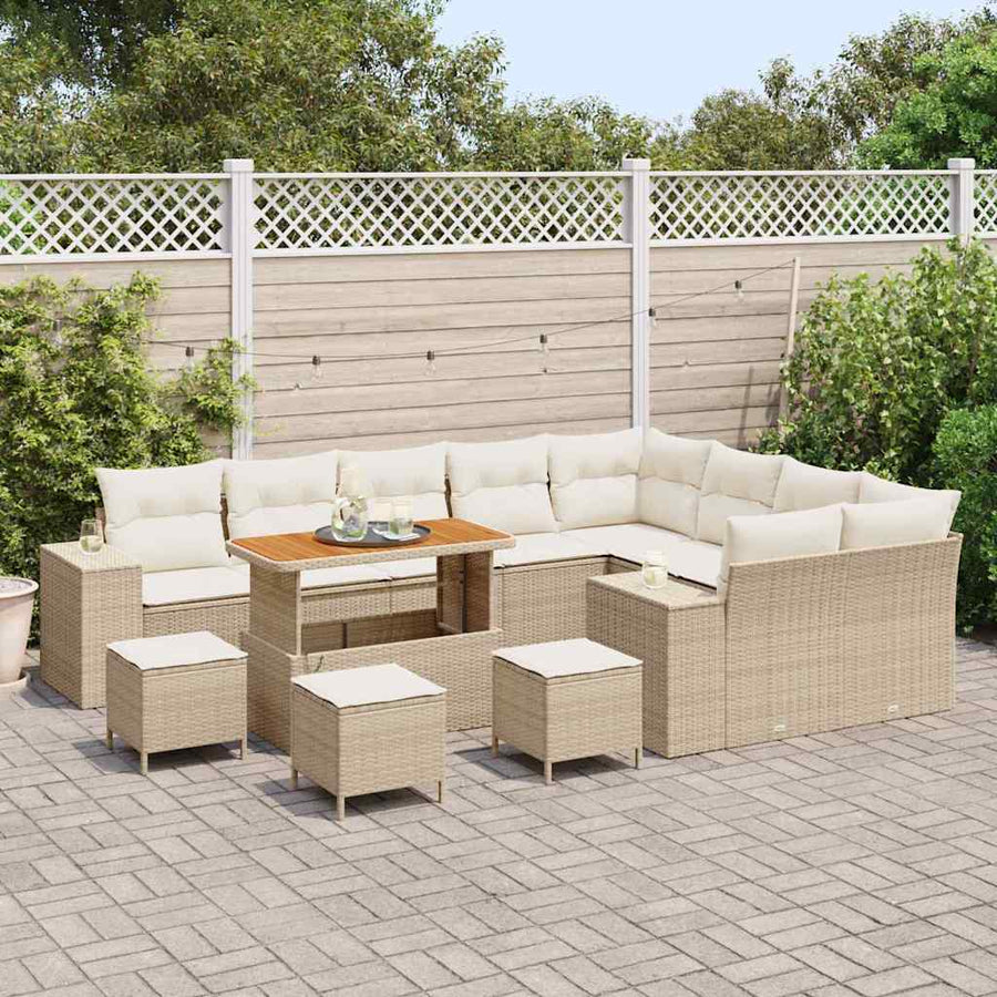 Tuin Sofa Set met kussen 13 pcs Beige poly rattan