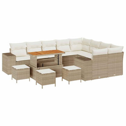 Tuin Sofa Set met kussen 13 pcs Beige poly rattan