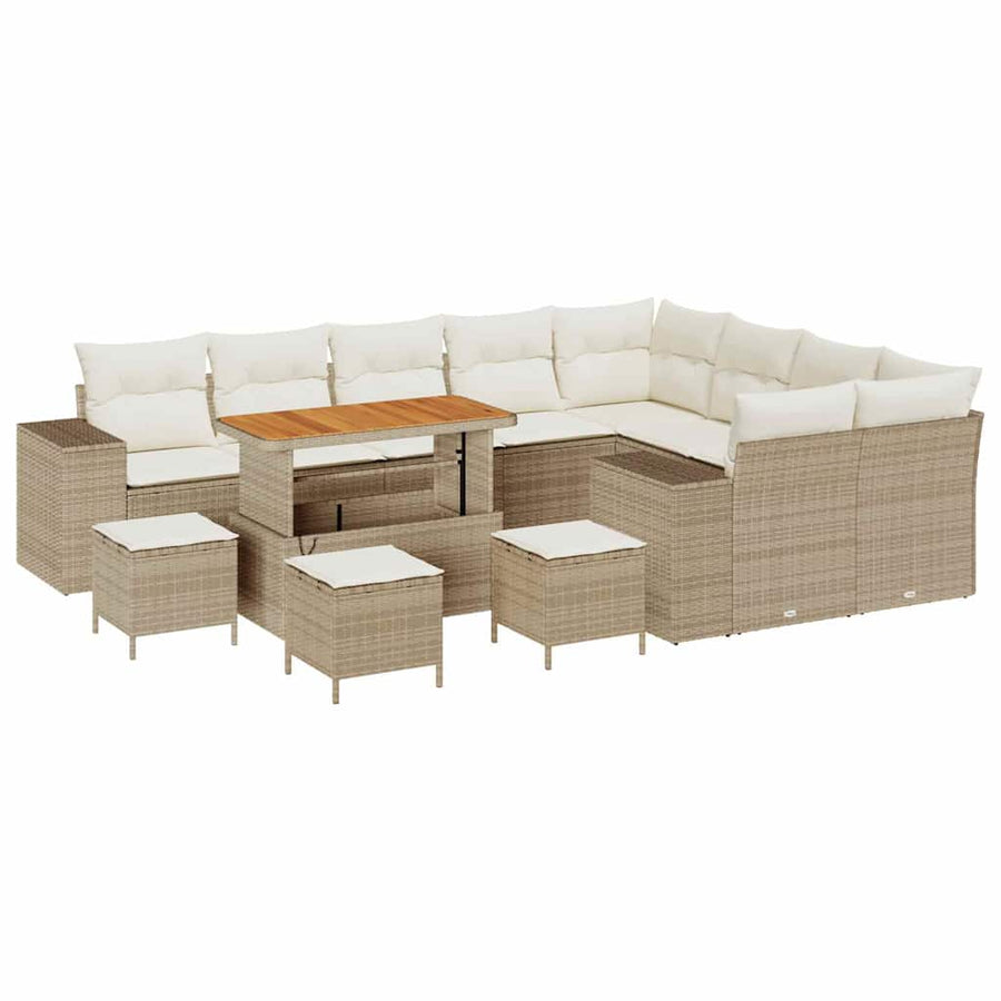 Tuin Sofa Set met kussen 13 pcs Beige poly rattan