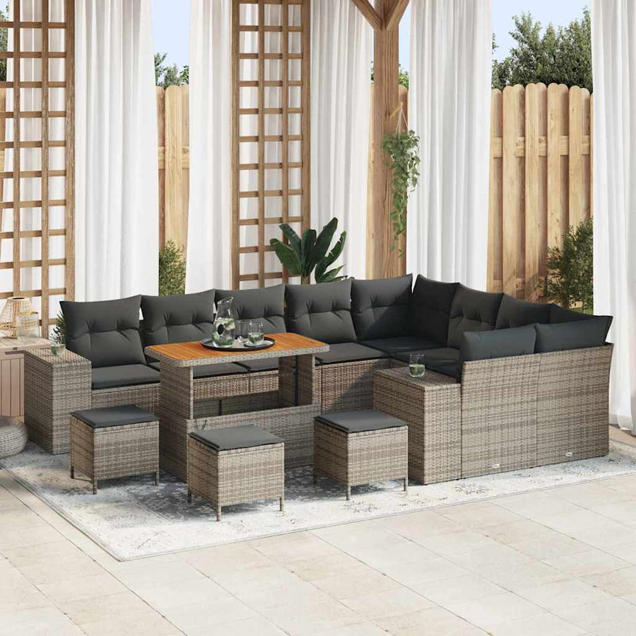 Tuin Sofa Set met kussen 13 pcs Grijs poly rattan