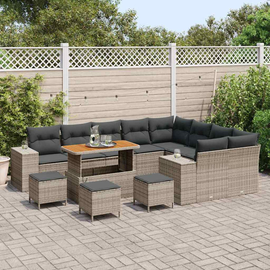 Tuin Sofa Set met kussen 13 pcs Grijs poly rattan