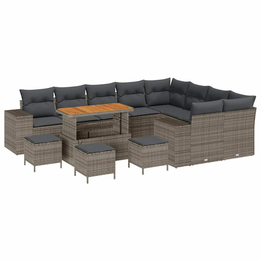 Tuin Sofa Set met kussen 13 pcs Grijs poly rattan