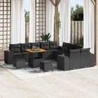 Garden Sofa Set with Cushions 13 pcs Black poly rattan