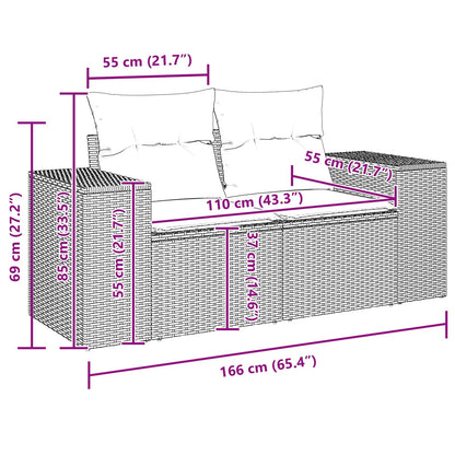 Tuin Sofa Set met kussen 13 pcs Zwart poly rattan