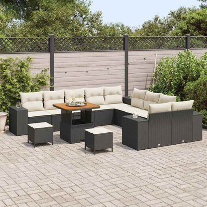 Tuin Sofa Set met kussen 13 pcs Zwart poly rattan