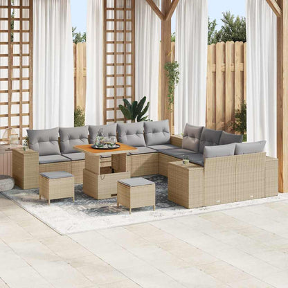 Tuin Sofa Set met kussen 13 pcs Beige poly rattan
