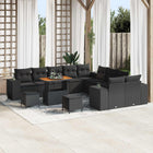Garden Sofa Set with Cushions 13 pcs Black poly rattan