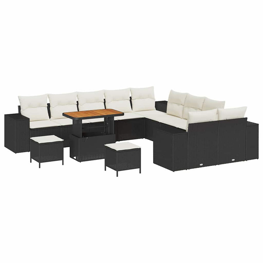 Tuin Sofa Set met kussen 13 pcs Zwart poly rattan