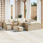 Tuinbankset poly rattan 13-delig beige