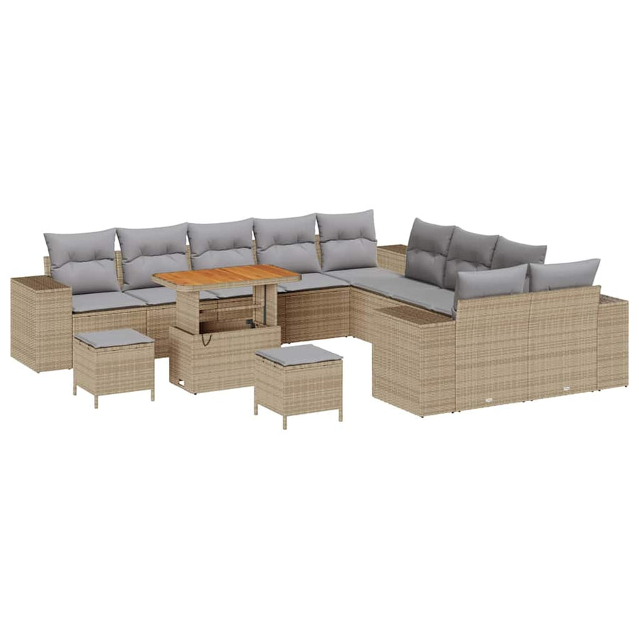 Tuin Sofa Set met kussen 13 pcs Beige poly rattan
