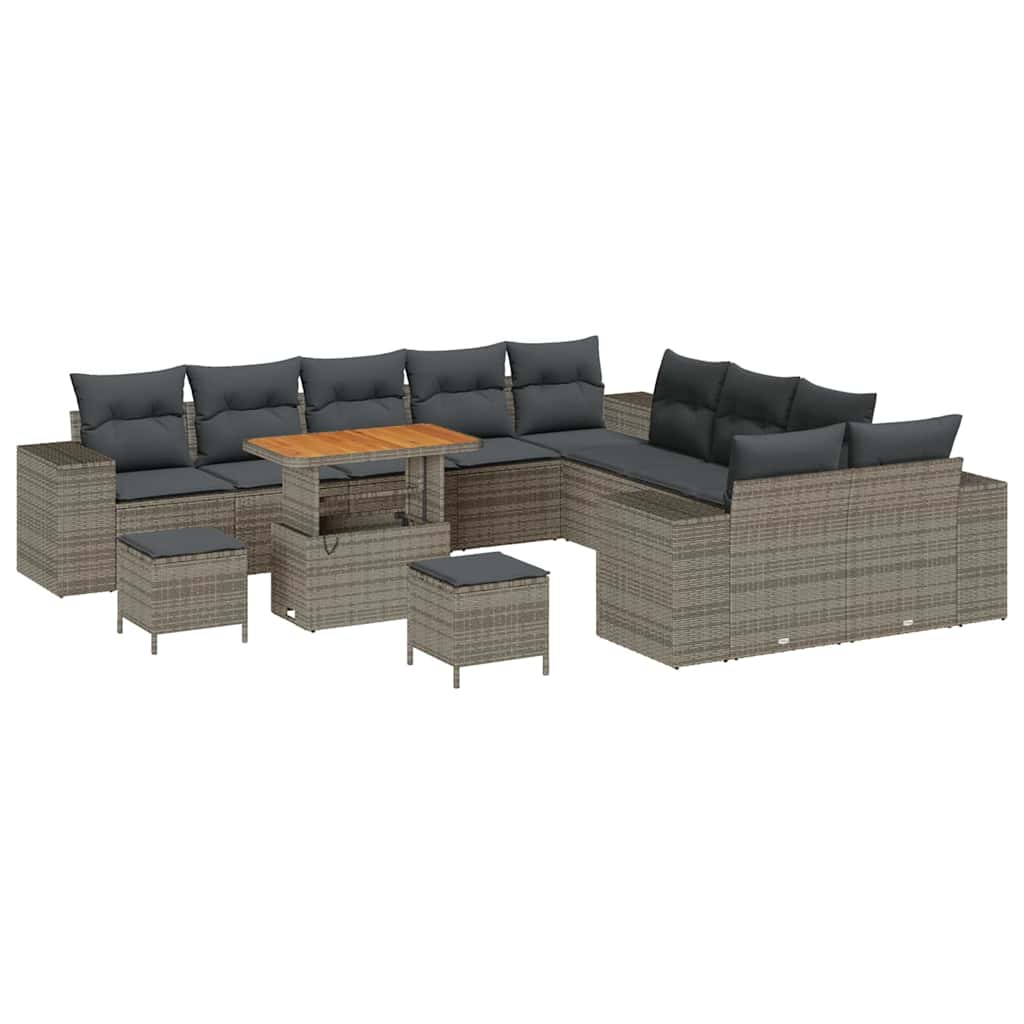Tuin Sofa Set met kussen 13 pcs Grijs poly rattan
