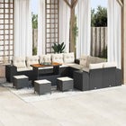 Garden Sofa Set with Cushions 14 pcs Black Poly Rattan