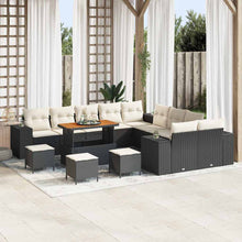 Tuin Sofa Set met kussen 14 pcs Zwart poly rattan