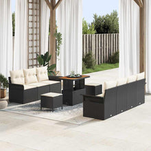 Tuinbankenset met kussen 10 pcs Zwart poly rattan