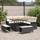 Tuinbankenset poly rattan zwart 7 zitplaatsen