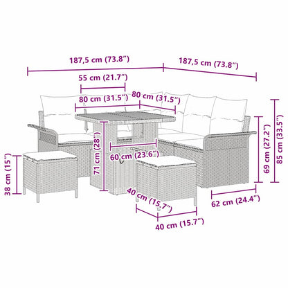 Tuinbankenset met kussen 8 pcs Zwart poly rattan