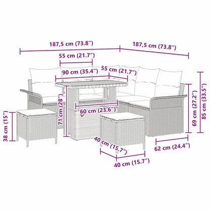 Tuinbankenset met kussen 8 pcs Zwart poly rattan