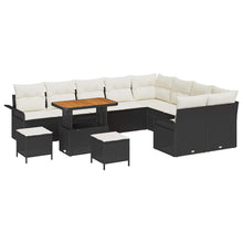 Tuinbankenset met kussen 12 pcs Zwart poly rattan