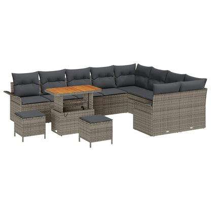 Tuinbankenset met kussen 12 pcs Grijs poly rattan
