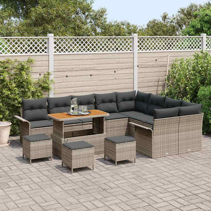 Tuinbankenset met kussen 13 pcs Grijs poly rattan