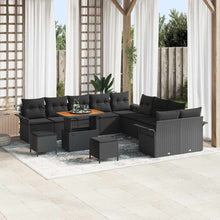 Tuinbankenset met kussen 13 pcs Zwart poly rattan