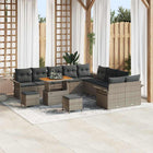 Tuinbankenset poly rattan acaciahout grijs 13-delig