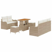 Tuinbankenset met kussen 8 pcs Beige poly rattan