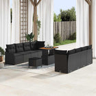 Tuinbankenset poly rattan zwart 11-delig