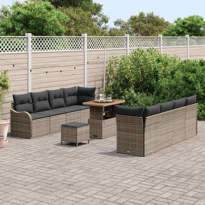Tuinbankenset met kussen 11 pcs Grijs poly rattan