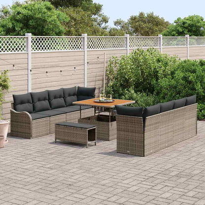 Tuinbankenset met kussen 11 pcs Grijs poly rattan