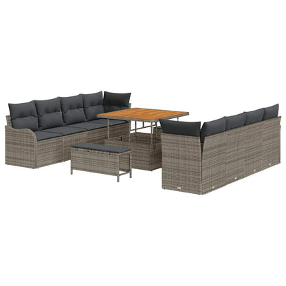 Tuinbankenset met kussen 11 pcs Grijs poly rattan