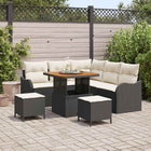 Tuinbankenset poly rattan zwart 8-delig met kussens
