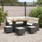 Tuinset poly rattan 9-delig zwart acaciahout