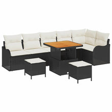 Tuinbankenset met kussen 9 pcs Zwart poly rattan