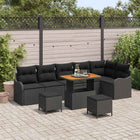 Tuinbankenset poly rattan acaciahout 8 personen zwart