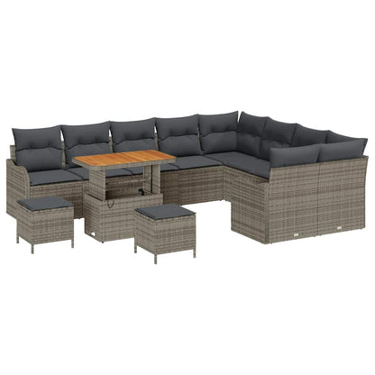 Tuinbankenset 12 st Grijs poly rattan