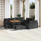 Tuinset poly rattan 13-delig zwart acaciahout
