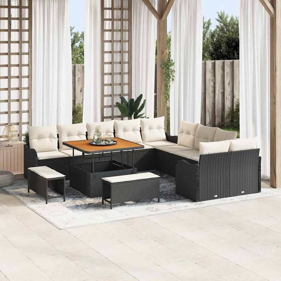Tuin Sofa Set 13 pcs Zwart poly rattan