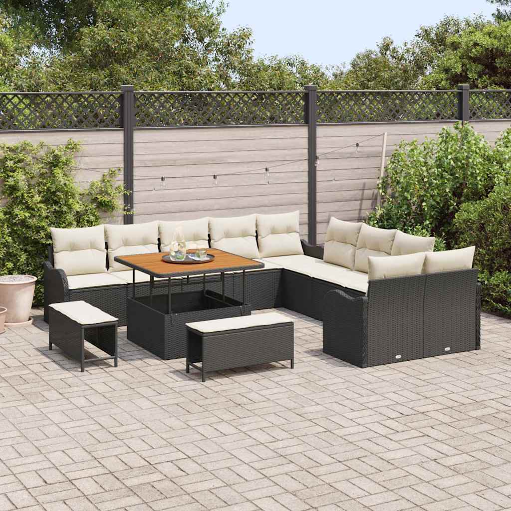 Tuin Sofa Set 13 pcs Zwart poly rattan
