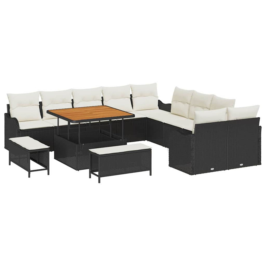 Tuin Sofa Set 13 pcs Zwart poly rattan